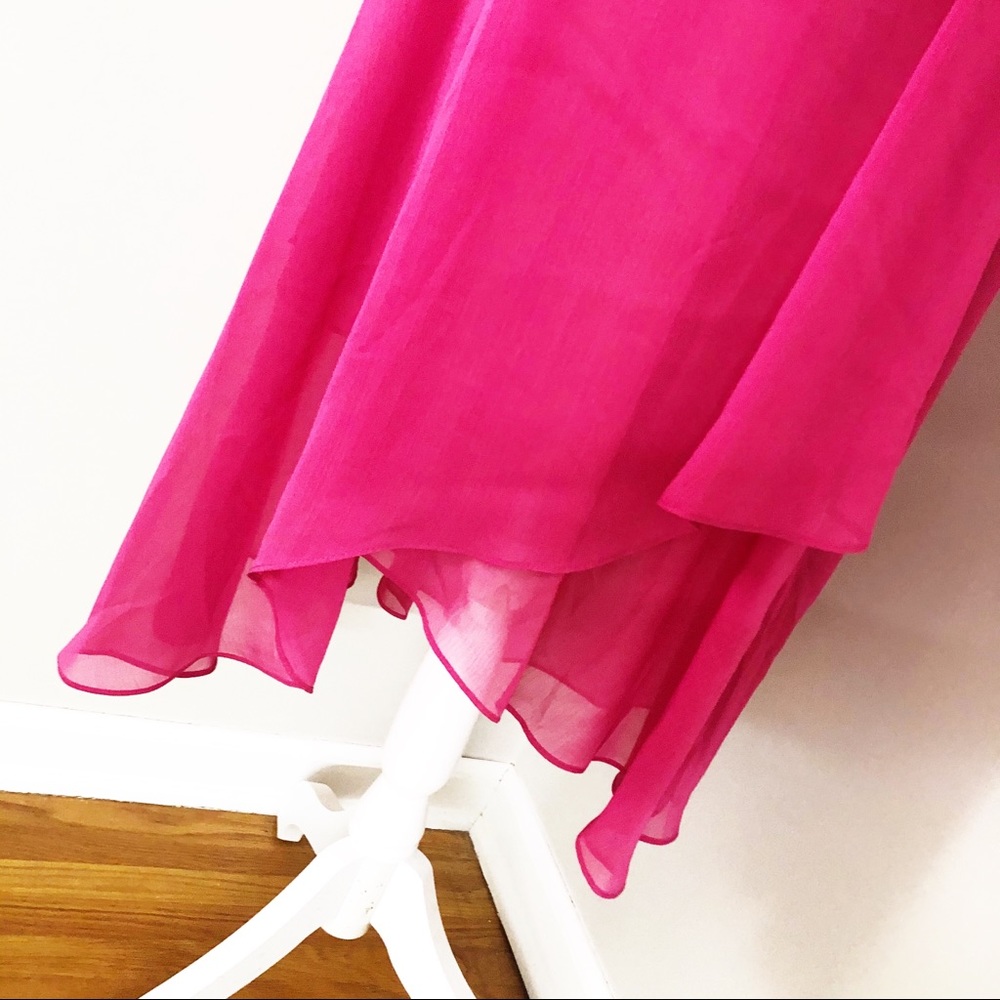 DKNY NEW Pink Chiffon Wrap Midi Dress Size 4 - Picture 6 of 9